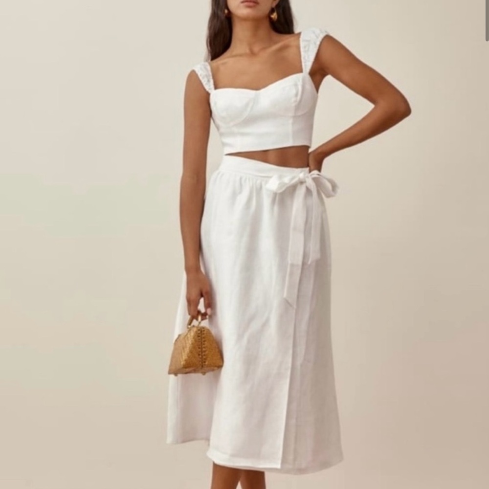 Reformation Clyde White Linen Set B480